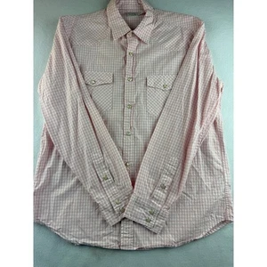 J Crew Secret Wash Pink Gingham Western Snap Button Shirt Size L - Picture 1 of 9