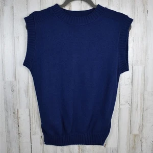 80s vintage navy blue pullover sweater vest top shirt by Gillor sz small preppy - Picture 1 of 5