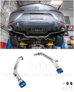 For 22-Up Civic Integra 1.5T | Muffler Delete Axle Back Burnt 4" Tips Exhaust - Picture 1 of 22