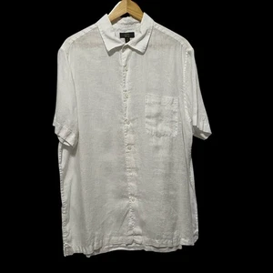 Club Room Men Linen Button Front Shirt XL White Coastal Resort Casual Minimalist - Picture 1 of 7