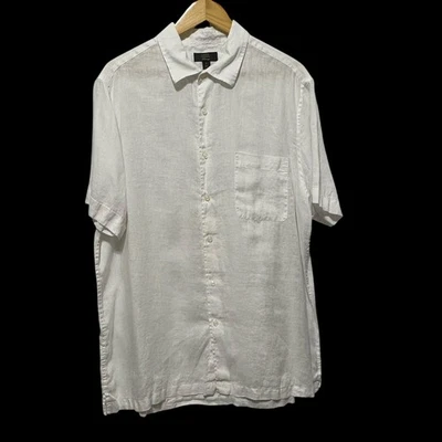 Club Room Men Linen Button Front Shirt XL White Coastal Resort Casual Minimalist - Image 1 of 4