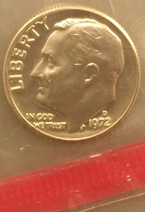 SCHÖNER BRILLANTER UNZIRKULIERTER 1972 D ROOSEVELT GROSCHEN IN POSTFRISCHER ZELLE qqwewt - Bild 1 von 2