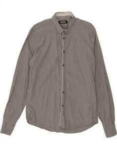 DKNY Mens Shirt Medium Grey Striped Cotton DH50 - Picture 1 of 3