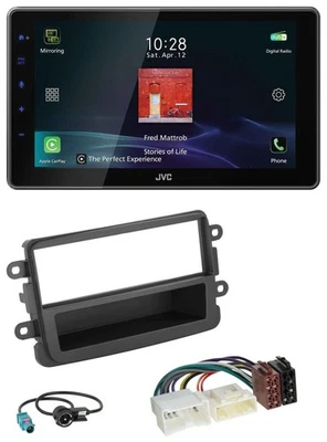 JVC DAB MP3 Bluetooth USB Autoradio für Dacia Lodgy Dokker Sandero Duster dunkel - Bild 1 von 4