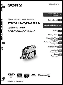 Sony DCR-DVD510E DCR-DVD910E Operation Users Guide Manual - Picture 1 of 1