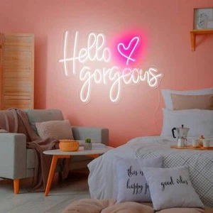 21,65 Zoll x 15,35 Zoll Hallo wunderschönes maßgeschneidertes Neonschild Nachtlicht Wohnkultur - Bild 1 von 10