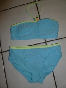 JUSTICE 2 PIECE BEADED HALTER LOOK BLUE SWIM SUIT 16/18 - Picture 1 of 3
