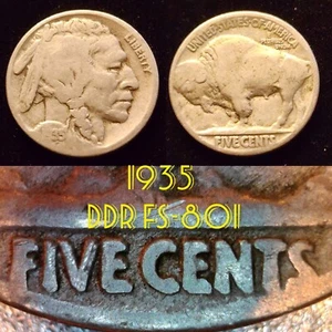 RARE "DDR FS-801" 1935 BUFFALO NICKEL DOUBLE DIE REVERSE CHERRYPICKERS ERROR!! - Picture 1 of 5