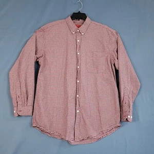 Camisa informal de vestir de manga larga con botones Mossimo para hombre de algodón roja a cuadros talla L - Imagen 1 de 7