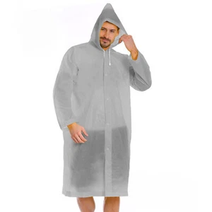 Damen Herren Regenmantel Hochwertig Regenjacke Transparent Kapuze Regenschutz - Bild 1 von 6