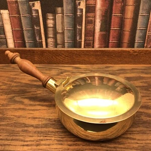 Vtg Mexico Brass Butlerash /trash Pot Wood Handle Seller Polished W/handle - Picture 1 of 15