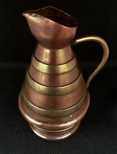 Vtg Pitcher Bronze Cider Copper French Jug Stamped VilleDieu+Old CocaCola Opener - Picture 1 of 12