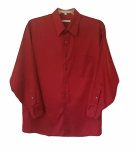 Geoffrey Beene Men's Long Sleeve Button Up Shirt Burgundy Size 17.5 32/33 Sateen - Picture 1 of 7