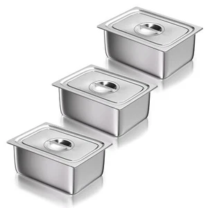 1/2 Half Size Steam Table Pans With Lid 3 Pack 6 Inch Deep Restaurant Steam Tabl - Picture 1 of 7