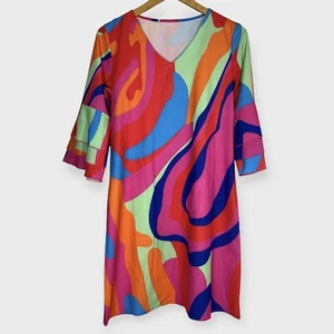 Hippie Mini Dress Costume Womens Small Colorful Psychedelic 70s Boutique - Picture 1 of 9