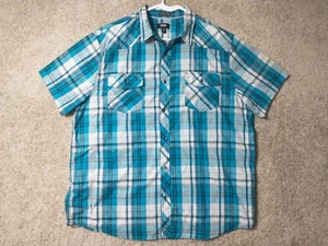 Urban Pipeline Shirt Adult XXL White Blue Button Up Short Sleeve Men - Picture 1 of 14