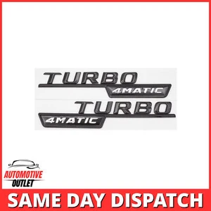 2PCS Turbo 4MATIC Lettrage Aile Côté FENDER Badge Pour MERCEDES, Noir Brillant - Imagen 1 de 3
