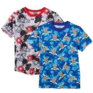 Star Wars Boys Short Sleeve Graphic Print Two Pieces Sleepwear T-Shirts NWT - Picture 1 of 8