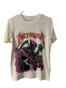 Abercrombie Kids Size 13/14 Metallica White Tee Unisex - Picture 1 of 3