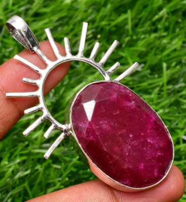 Ruby Pendant Gemstone 925 Sterling Silver Handmade Jewelry 2.10" - Image 1 of 4