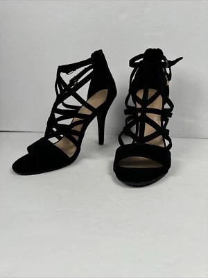 Lauren Conrad 黑色 Stappy 露趾鞋 6.5 码细高跟鞋后拉链 — 第 1/4 张图片