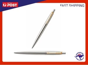 PARKER JOTTER STAINLESS STEEL GT BALL PEN GOLD PLATED TRIM Ballpoint GIFT BOX - Picture 1 of 4