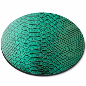 Round Mouse Mat - Green Metallic Snake Skin Office Gift #15642 - Picture 1 of 4