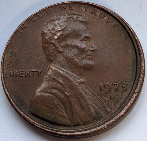 1973 - D - Lincoln Memorial Cent Penny - ERROR - Off Center J515 Cover