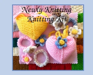 Neu Strickset, Anfänger Stricken, Herzen & Blumen, alle Ressourcen enthalten - Bild 1 von 5