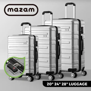 Mazam 3PCS Luggage Suitcase Trolley Set Travel TSA Lock Storage Hard Case Silver - Picture 1 of 9