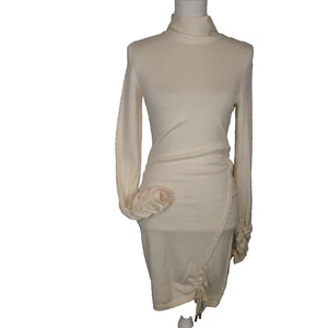 Karen Millen cremefarben Wollmischung figurbetont Stehkragen Langarm Pulloverkleid Größe 3 - Bild 1 von 21