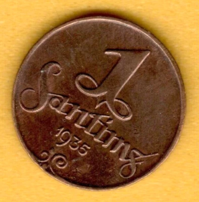 Latvia Copper 1  Santims 1935 Lettland Baltic 1761 - Image 1 of 2