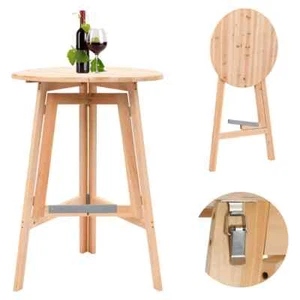 Foldable Bar Table 78cm Fir Wood Outdoor Garden Patio Coffee Side - Picture 1 of 9