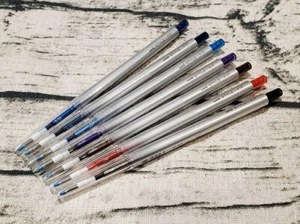 7x Style Fit Pens Single Uni Ball Silver Body Color Edition Gift Blue Black Red - Picture 1 of 11