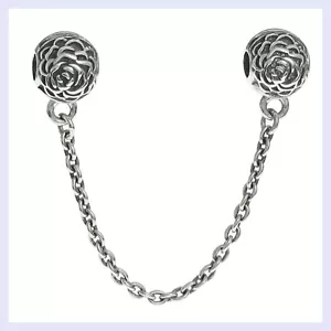 Cadena de seguridad con clip rosa de plata de ley 925 para pulsera europea con dije - Imagen 1 de 3