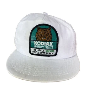 Kodiak Tobacco Chew Vintage White Trucker Snapback Embroidered Patch Cap Hat - Picture 1 of 12