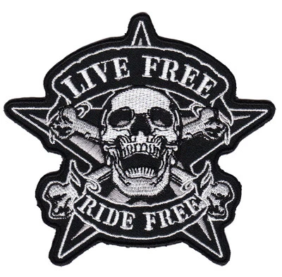BP BRAUNERT PATCHES ac14★Live Free Ride Free parche plancha ciclista calavera parche 10 x 9,5 cm