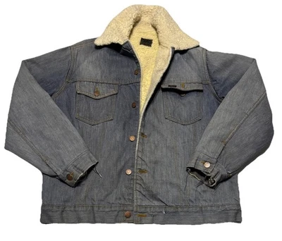 Chaqueta de Camionero De Colección Años 70 Sears Roebucks Para Hombre M Sherpa Forrada Botón Denim Azul Foto 1 de 4