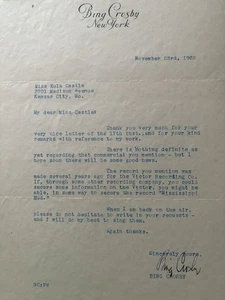 Bing Crosby Autograph Letter 1932 to Fan Envelope Full Signature Mississippi Mud - Picture 1 of 6