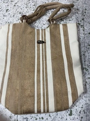 Bolsa tote Avani Sun N Sand paisley tropical bronzeada frisada juta grande vintage Y2K - Imagem 1 de 3