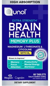 Qunol Brain Health Memory Plus with B6, Magnesium L-Threonate & Citicoline - Picture 1 of 5