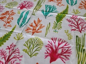 2 yds CORAL MOD SHELLS Beach Waverly Inspirations Fabric Cotton Duck Home Decor - Picture 1 of 7