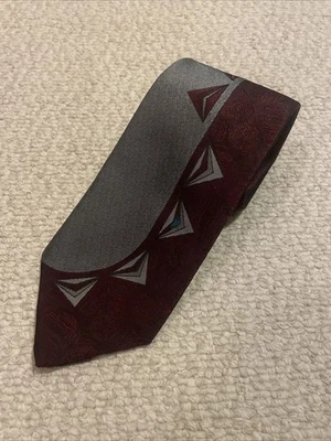 Corbata Poliéster De Colección Bugle Boy Borgoña Beige Azul Abstracto Rojo/Gris EE. UU. Foto 1 de 4