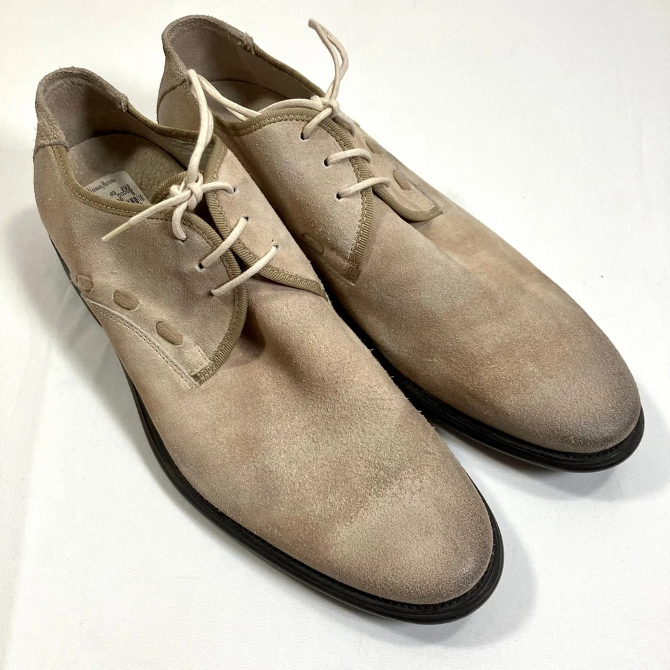 Zapatos Oxford Italianos Bacco Bucci Beige Gamuza Hombres 10.5D Estilo Vintage Envejecido Foto 1 de 4