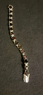 Brazalete Tenis ALX .925 PLATA ESTERLINA Genuino Cuarzo Ahumado 7.5" Marcado Foto 1 de 4