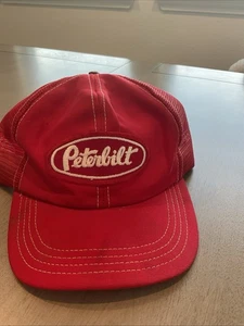 Vintage Peterbilt Motors Trucks Red & White Twill Trucker Cap/Hat - Picture 1 of 17