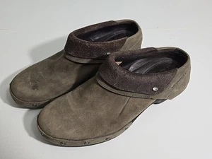 Merrell Shoes Womens 7 Drizzle Clogs Taupe Nubuck Leather Studded Slip On Casual - Picture 1 of 11
