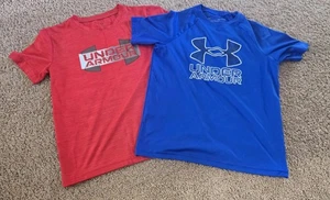 Boys Short Sleeve Shirts (2). Size Small (7). Under Armour Brand. Red. Blue - Picture 1 of 4