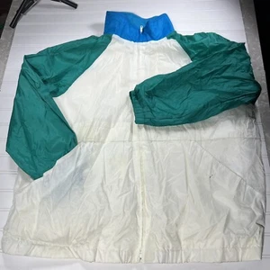 Vintage 80er Jahre Current Seen Jacke Damen Größe 3xl Windbreaker weiß blau grn Retro - Bild 1 von 12