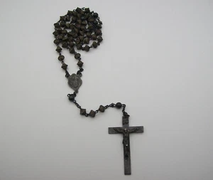 Vintage Sterling Silver Textured Bead Rosary, Catholic Sterling Rosary, VERY OLD - Picture 1 of 20